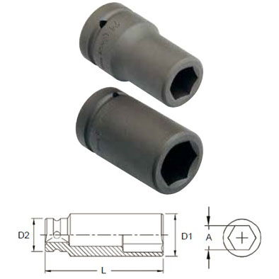 Genius Tools 849528 1"-os 6 lapú gépi dugókulcs fej, hosszított kivitel, 28 mm termék fő termékképe