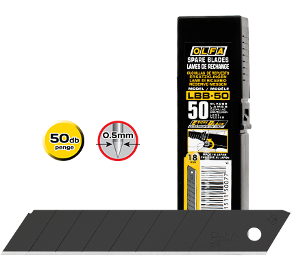Olfa LBB-50 tördelhető penge, fekete, 18 mm, 50 db/csomag termék fő termékképe
